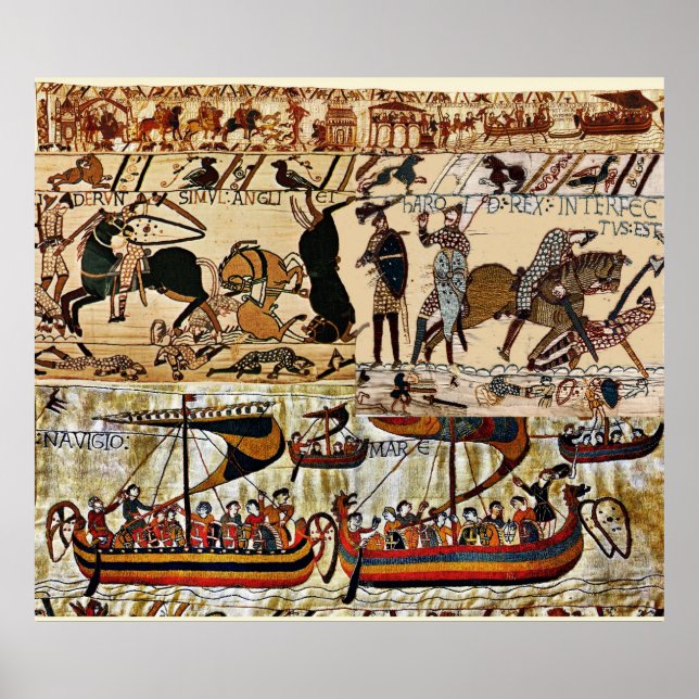 PÓSTER TAPESTRÍA DE BAYEUX, CABALLEROS NORMANOS, ARCHERS, (Frente)