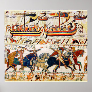 PÓSTER TAPESTRÍA DE BAYEUX, CABALLEROS NORMANOS, ARCHERS,