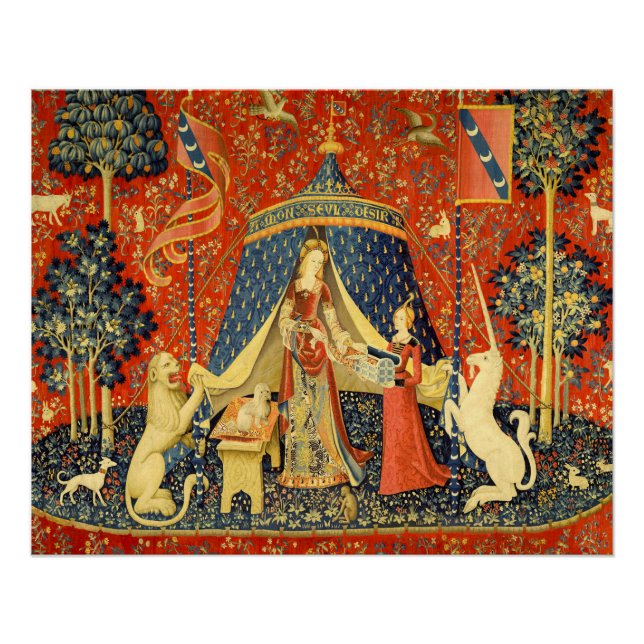 Póster Tapestries de Unicorn Lady Legend Medieval (Anverso)