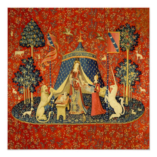 Póster Tapestries de Unicorn Lady Legend Medieval (Anverso)