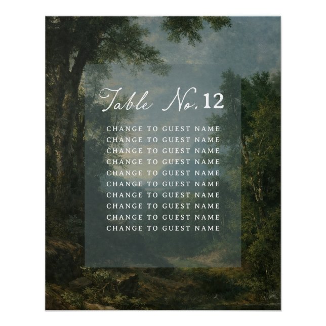 Póster Tapestry Blue Toile wedding table seating chart (Anverso)