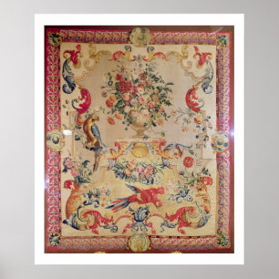 Póster Tapicería al estilo rococó temprano con estampado