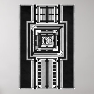 Póster Tapiz Art Déco de negro y blanco