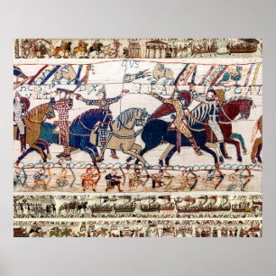 PÓSTER TAPIZ DE BAYEUX 1066 CABALLEROS Y ARQUEROS NORMAND
