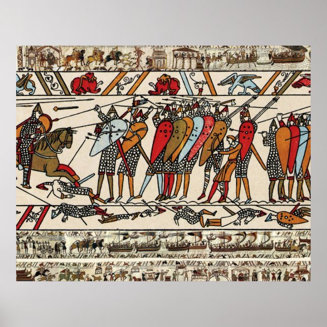 PÓSTER TAPIZ DE BAYEUX,BATALLA DE HASTINGS,CABALLEROS NOR (Frente)