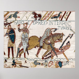 Póster TAPIZ DE BAYEUX Muerte del rey Harold en la batall