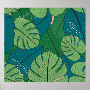 Póster Tapiz de hojas tropicales: Vintage