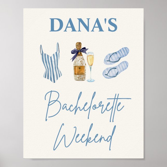 Póster Tapiz del partido Bachelorette personalizado (Frente)