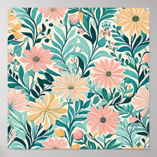 Póster Tapiz floral vibrante