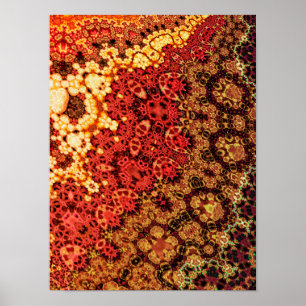 Póster Tapiz fractal caleidoscópico de ámbar ardiente