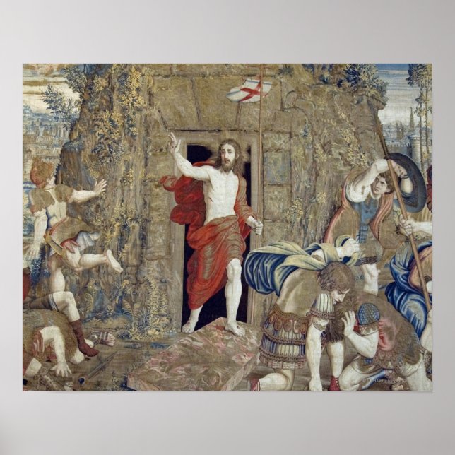 Póster Tapiz que representa la resurrección de Cristo en (Frente)