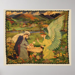 Póster Tapiz religioso vintage con el niño Jesús Cristo