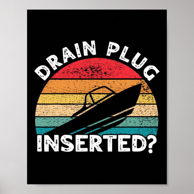 Póster Tapón de Drenaje Insertado Divertido Barcos Retro  (Frente)