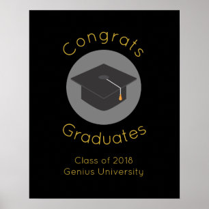 Póster Tapón de graduación en la clase negra de 20xx