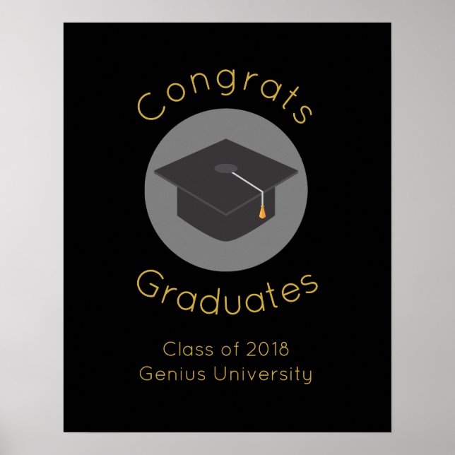 Póster Tapón de graduación en la clase negra de 20xx (Frente)