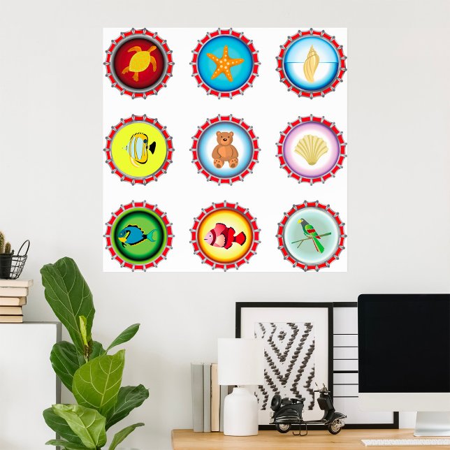 Póster Tapones tropicales para botellas Diseño Océano y V (Subido por el creador)