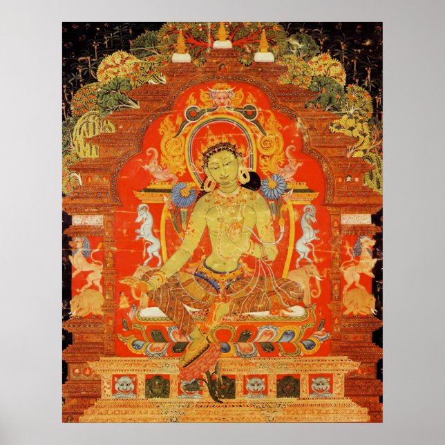 Póster Tara Verde diosa tibetana (Frente)