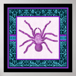 Póster Tarantula - Elegante frontera Verde azulada y Fusc
