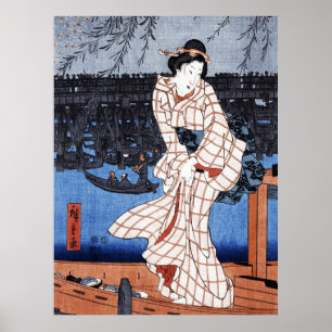 Póster Tarde en el río por Utagawa Hiroshige
