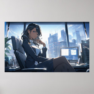 Póster Tarde en la tarde en mi oficina