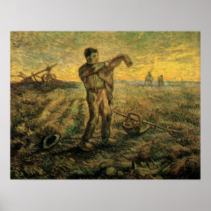 Póster Tarde - Fin del día de Vincent van Gogh