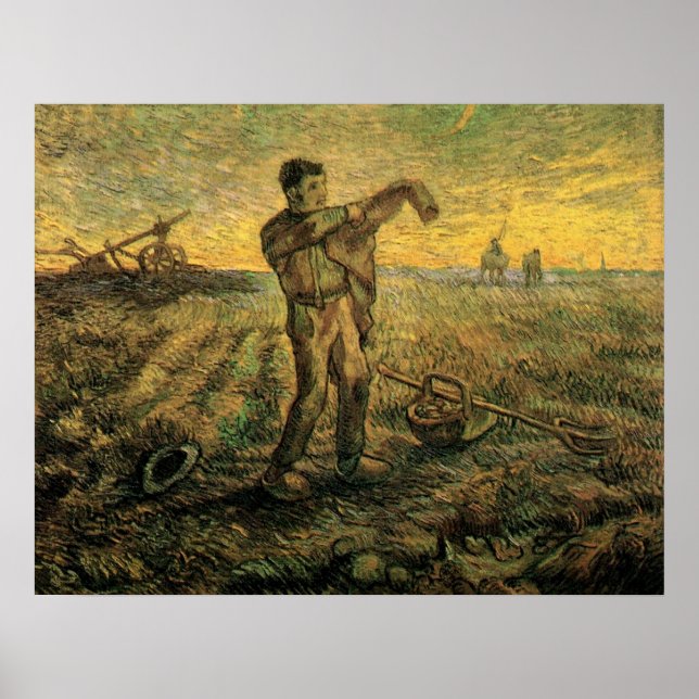 Póster Tarde - Fin del día de Vincent van Gogh (Frente)