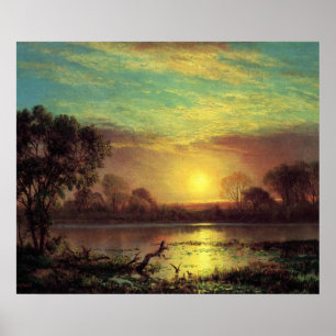 Póster Tarde, lago California Owens de Albert Bierstadt