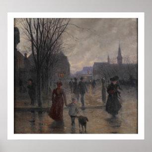 Póster Tarde lluviosa en la avenida de Hennepin, c.1902