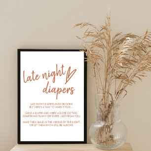 Póster Tarde Noche Diaper Rótulo Boho Heart Terracotta