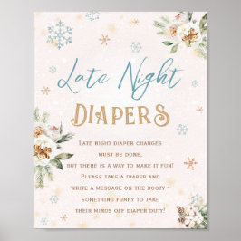 Póster Tarde Noche Diapers Winter Wonderland Baby Shower