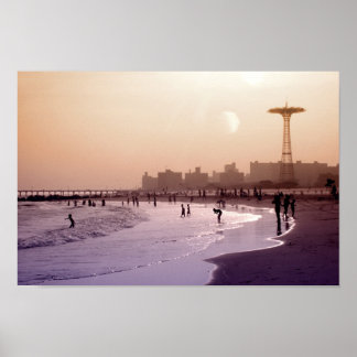Póster Tarde por la noche Coney Island