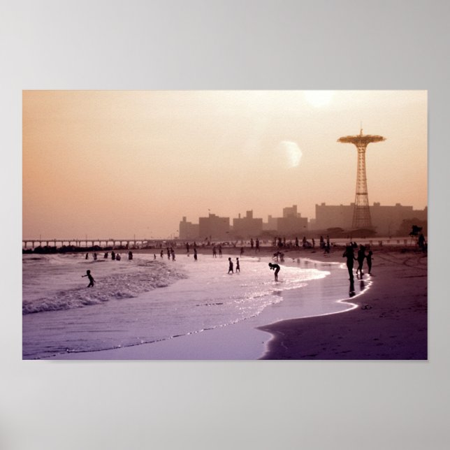 Póster Tarde por la noche Coney Island (Frente)