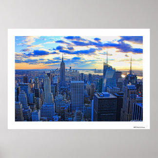 Póster Tarde por la tarde NYC Skyline mientras la puesta