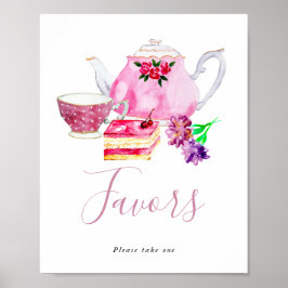 Póster Tarde Tea Party favorece a Fiesta Rótulo Cumpleaño