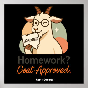 Póster ¿Tareas? Aprobado por Cabras Humor Escolar Diverti