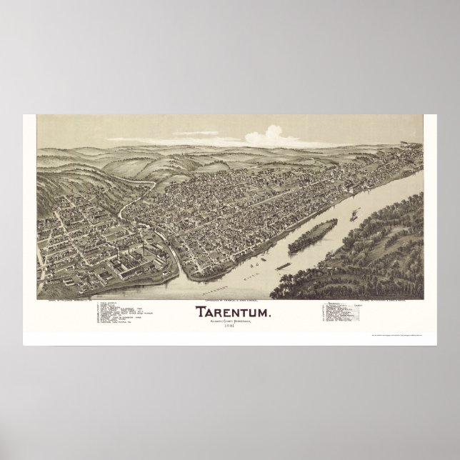 Póster Tarentum, Mapa Panorámico de la Autoridad Palestin (Frente)