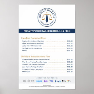 Póster Tarifa de tarifa de notaría móvil personalizada Ma
