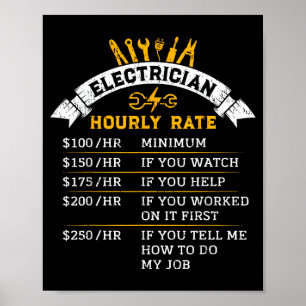 Póster Tarifa por hora de electricista para mano de obra