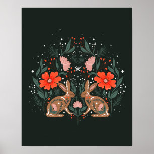 Póster Tarifas con flores y adornos nórdicos
