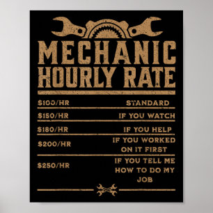 Póster Tarifas de trabajo de reparación automática por ho