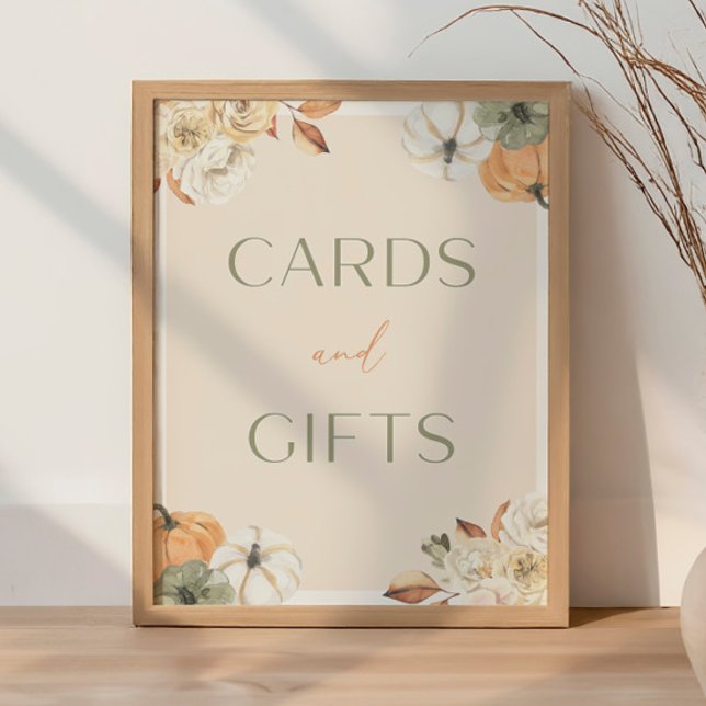 Póster Tarjeta Baby Shower de calabaza y Rótulo de regalo (Subido por el creador)