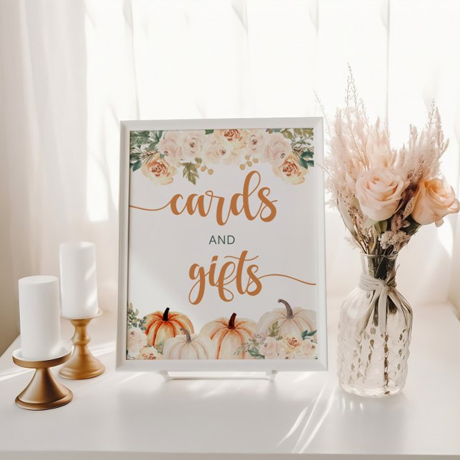 Póster Tarjeta Baby Shower de calabaza y Rótulo de regalo (Subido por el creador)