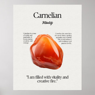 Póster Tarjeta Carnelian Gem Crystal Significing