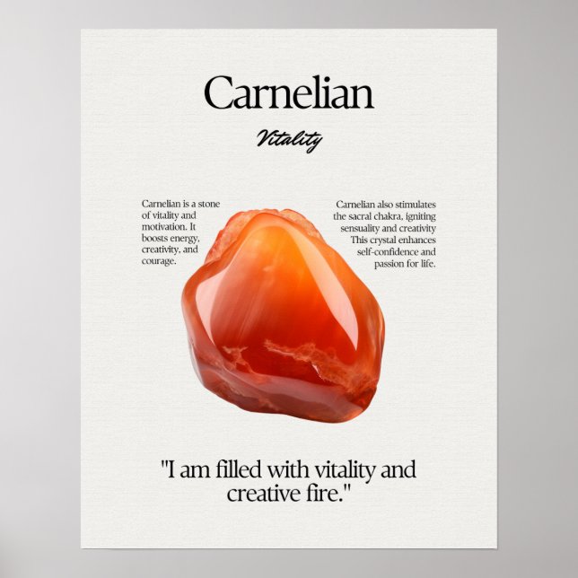 Póster Tarjeta Carnelian Gem Crystal Significing (Frente)
