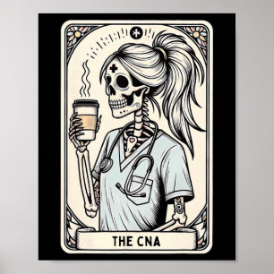 Póster Tarjeta certificada de enfermera Istant Tarot Skel