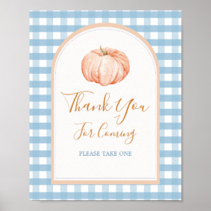 Póster Tarjeta de agradecimiento a Pumpkin Boho Blue Ging