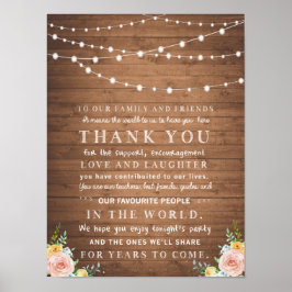 Póster Tarjeta de agradecimiento floral y rústico para bo