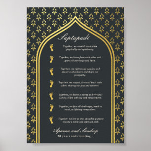 Póster Tarjeta de aniversario de siete pasos de Saptapadi