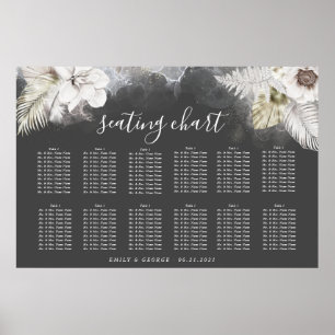 Póster tarjeta de asientos floral romántico acuarela eleg