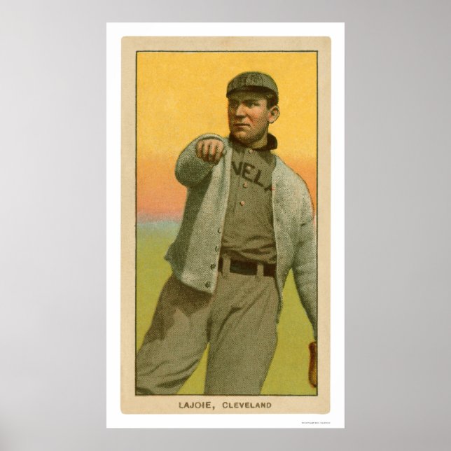 Póster Tarjeta de Béisbol Nap Lajoie 1909 (Frente)